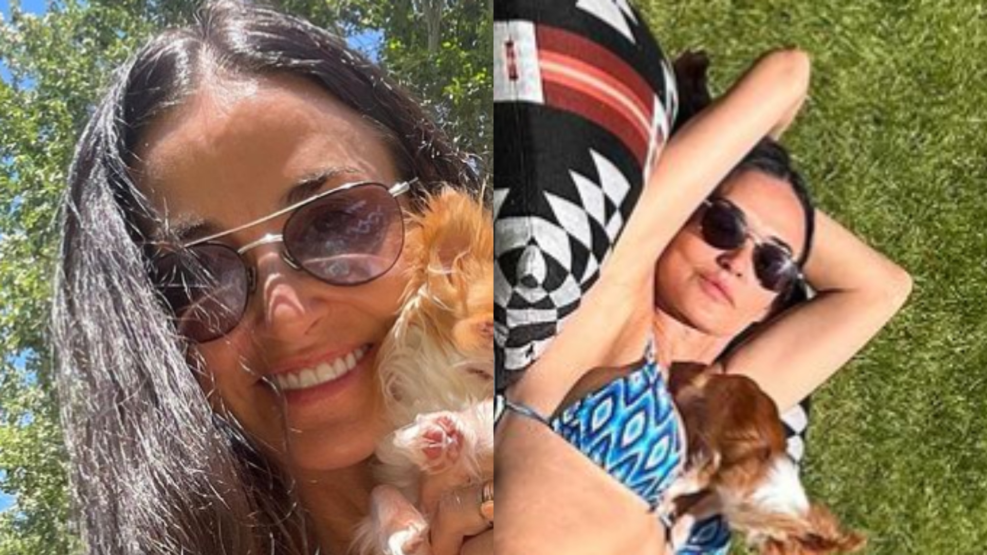 De biquíni, Demi Moore ostenta corpão impressionante enquanto renova bronzeado em feriado