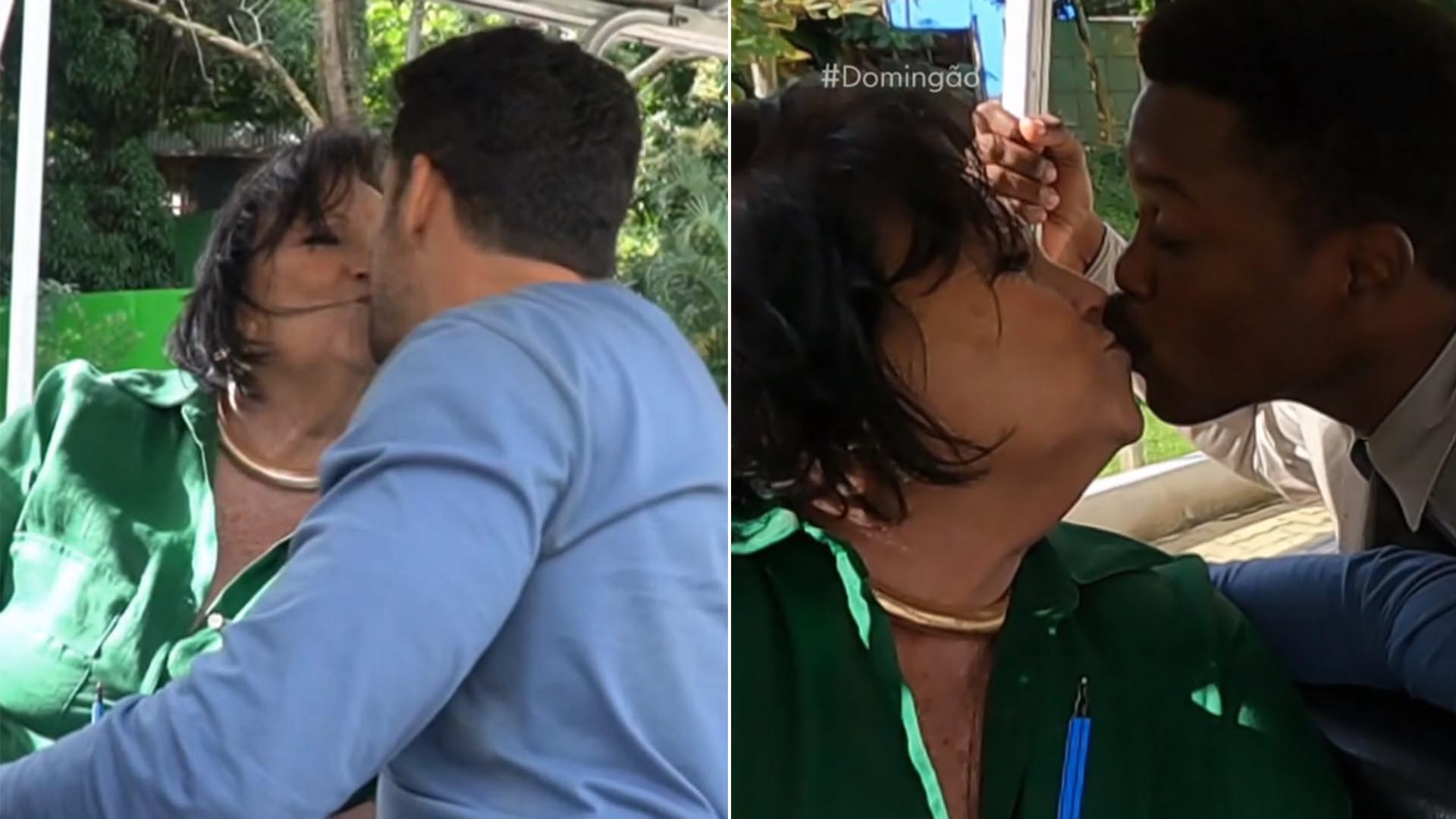 Dona Dea Lúcia distribui beijos em galãs da TV: ‘Fama de beijoqueira’