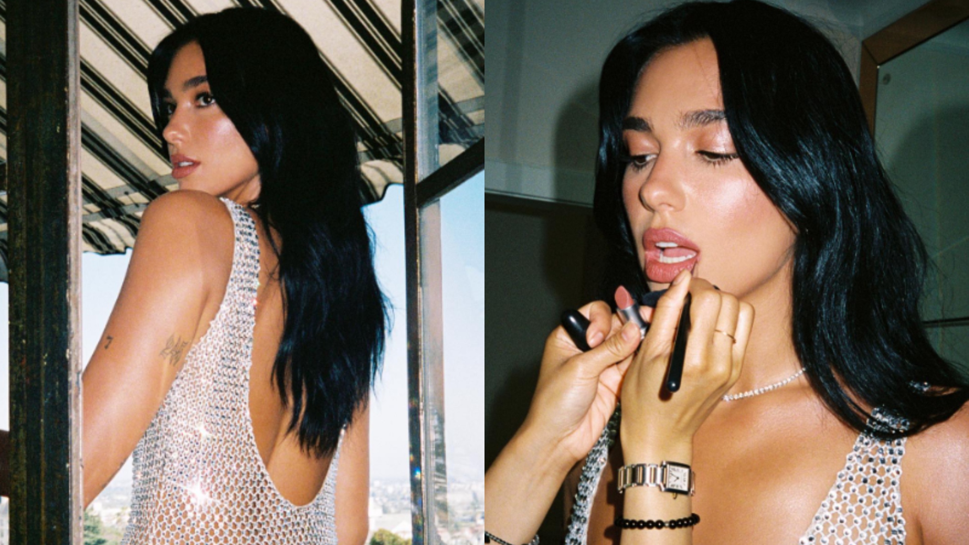Sem sutiã, Dua Lipa exibe corpão em look transparente em bastidores de evento