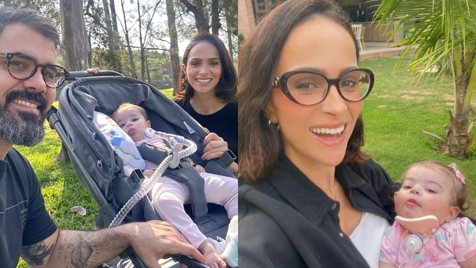 Esposa de Juliano Cazarré celebra evolução na saúde da filha: “Liberdade”