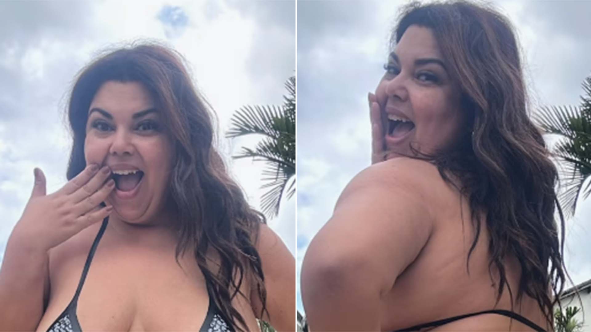Fabiana Karla renova o bronzeado com look feito de fita adesiva