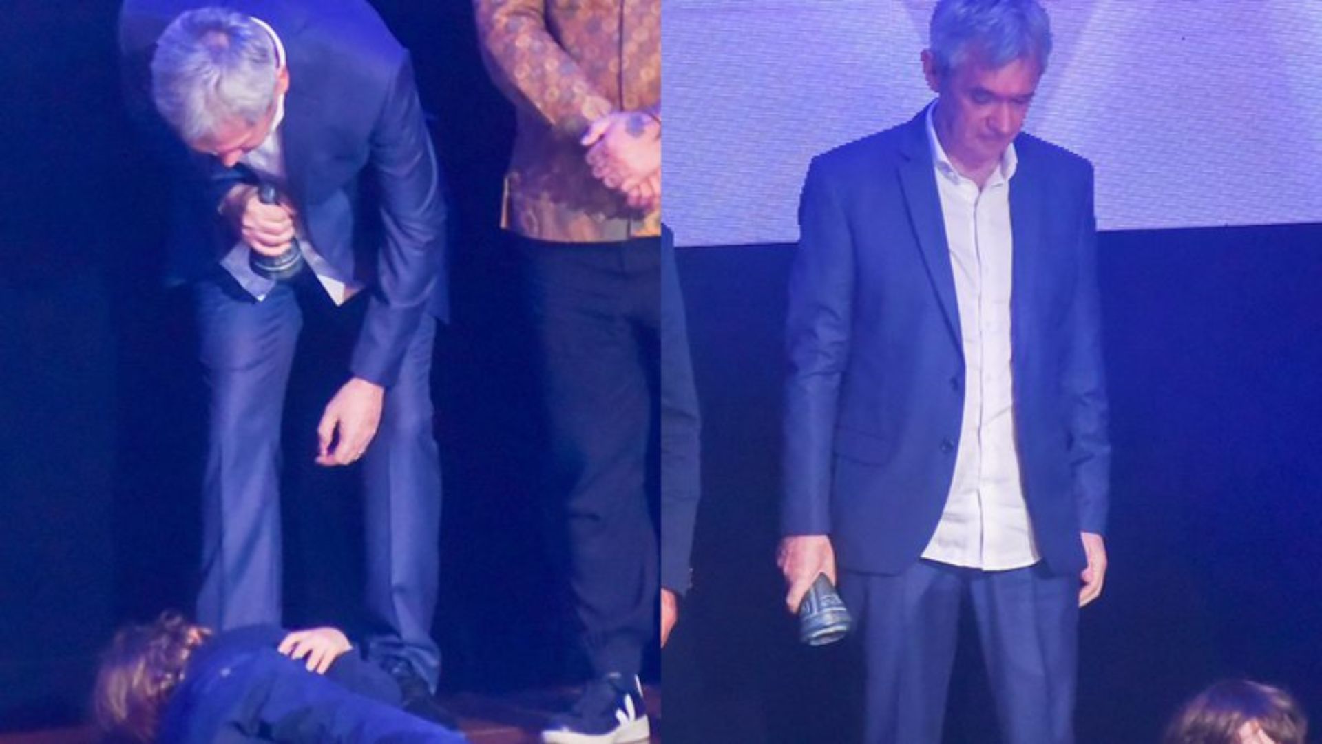 Gente? Filho de Serginho Groisman invade palco e se joga no chão durante premiação