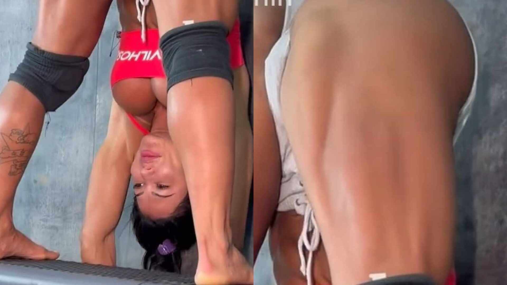 Gracyanne Barbosa se alonga demais e deixa escapar intimidade