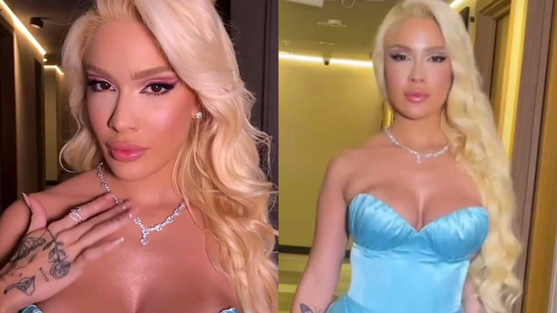 Karoline Lima aposta em vestido com decote e fenda ousada no aniversário da filha
