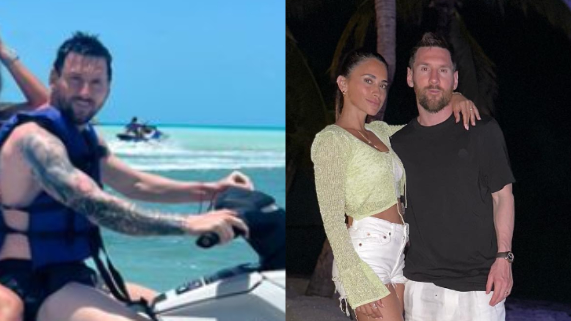 Lionel Messi aproveita passeio de jet ski ao lado de mulher, Antonella Roccuzzo