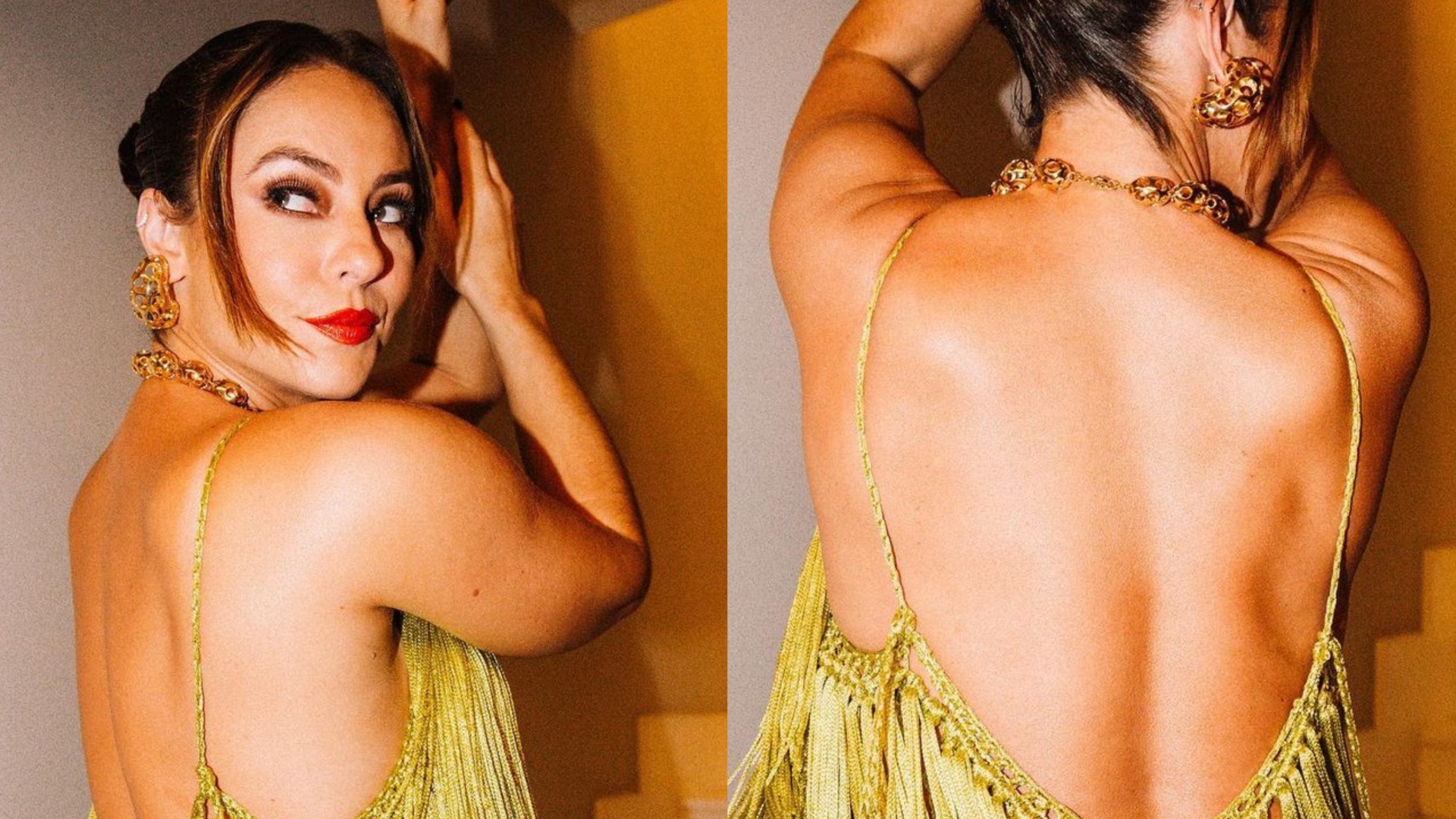 Com decotes e fenda, Paolla Oliveira surge arrasadora com look de franjas: ‘Sem defeito’