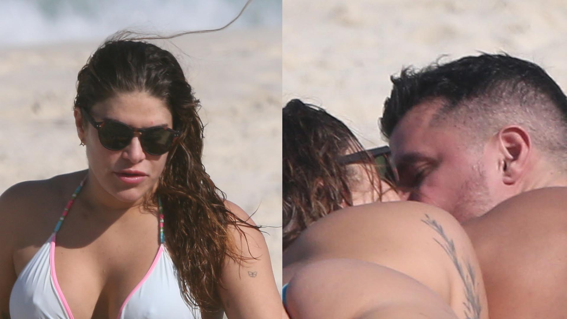 Priscila Fantin é flagrada em clima de romance em uma praia no Rio de Janeiro