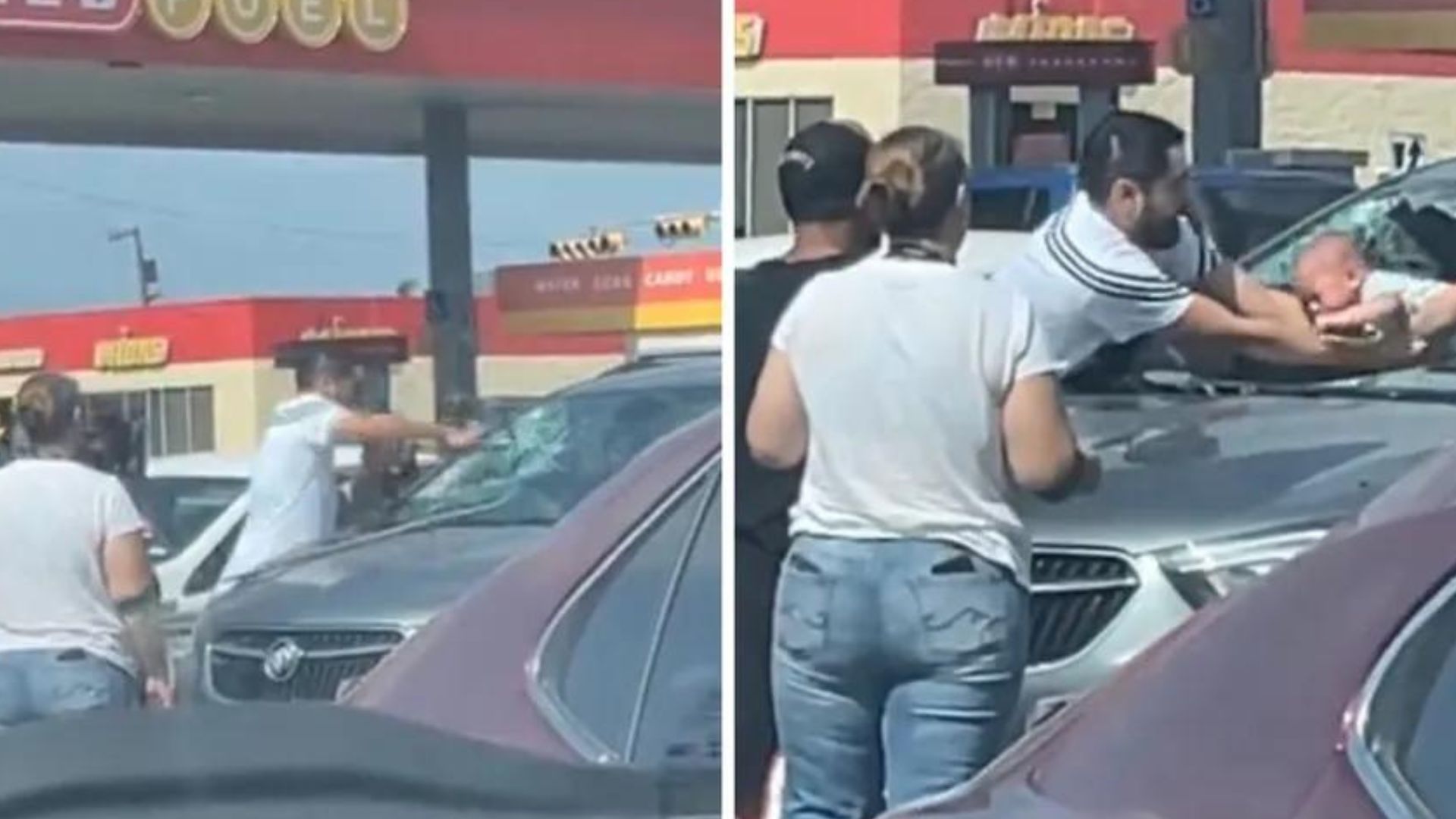 Herói do dia! Pai quebra para-brisa de carro e salva bebê que ficou preso