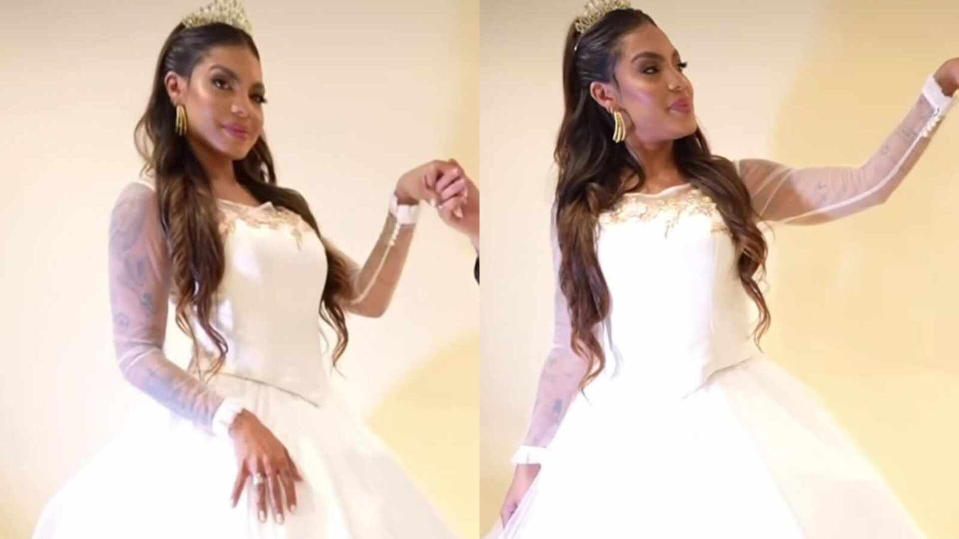 Tays Reis divide opiniões por vestido de princesa na festa da filha