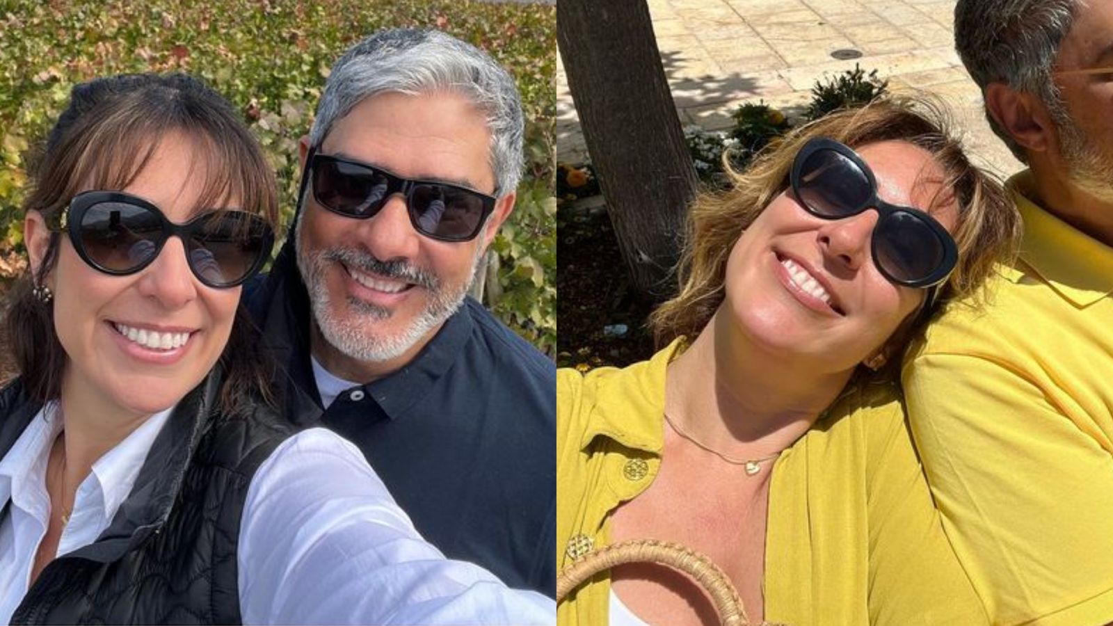 William Bonner e Natasha Dantas posam com looks combinando: ‘Amarelou’