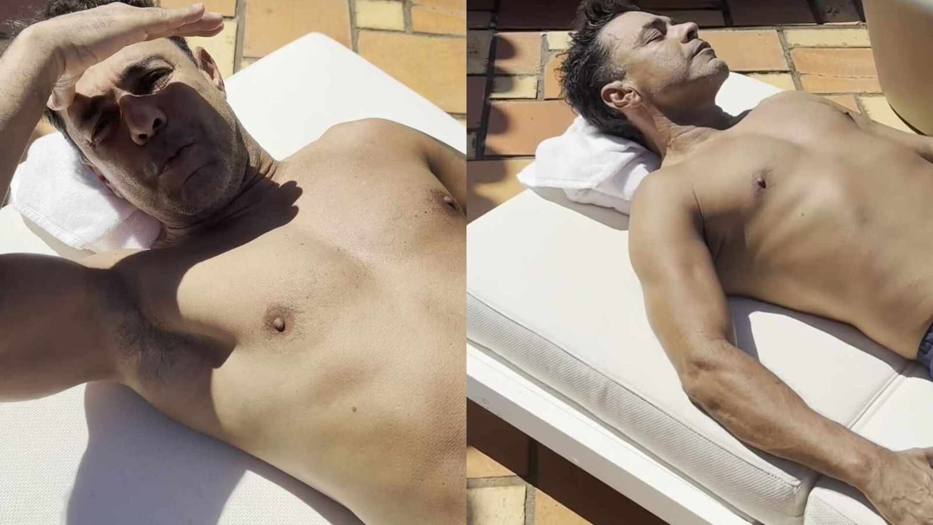 Zezé Di Camargo é flagrado tomando sol na fazenda: ‘Me preparando’