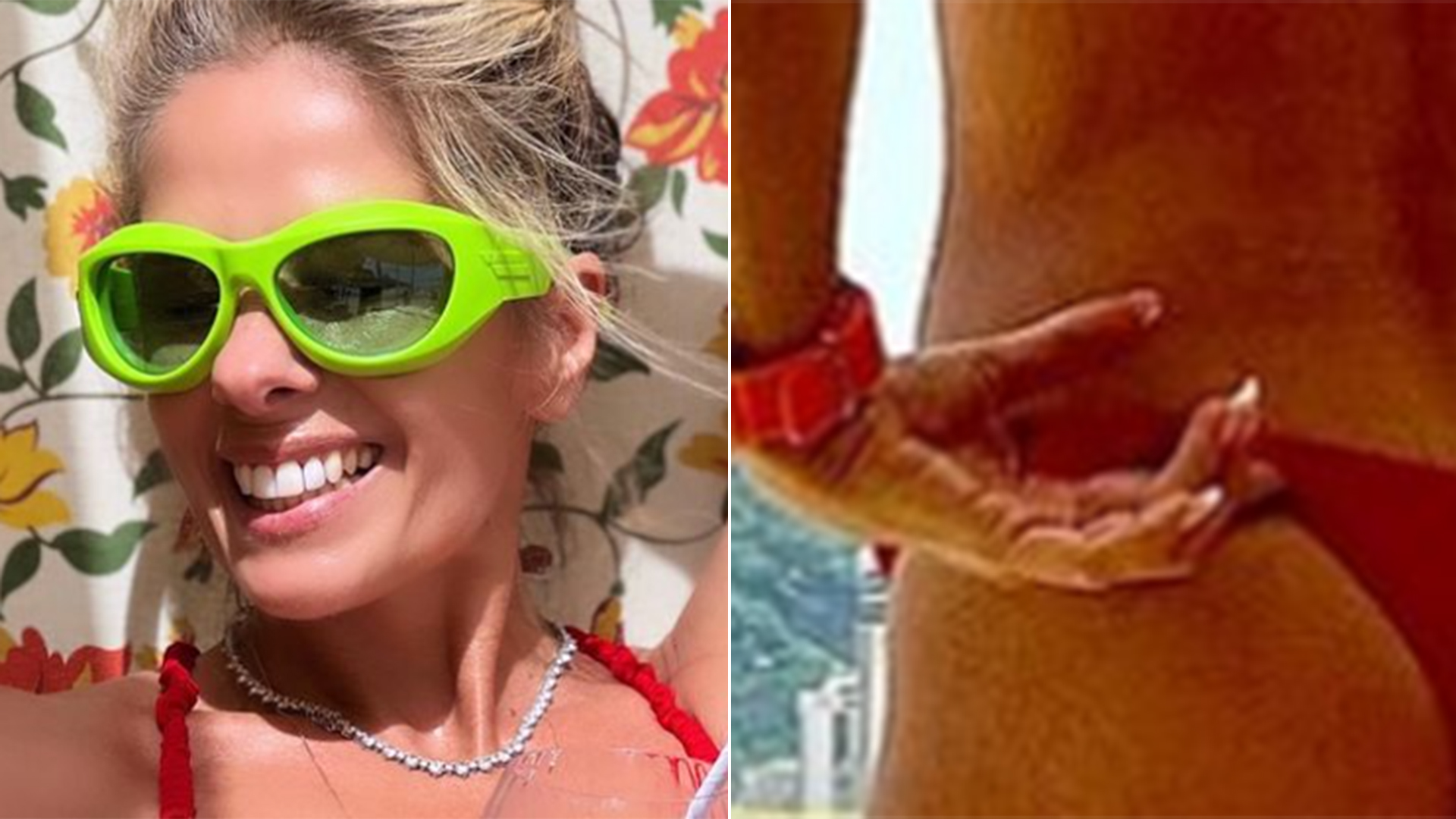 Adriane Galisteu empina o bumbum poderoso ao renovar o bronzeado no Rio de Janeiro