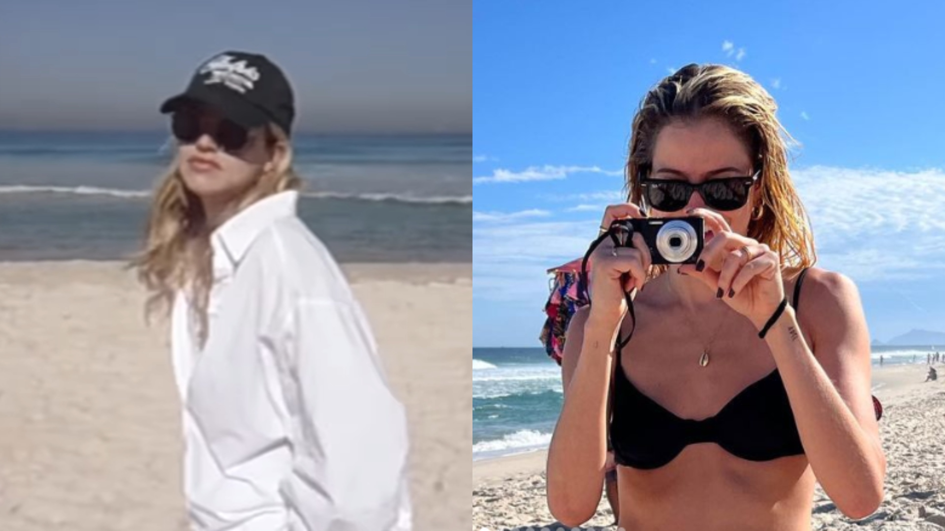 Agatha Moreira revive câmera retrô e compartilha registros feitos em dia de praia