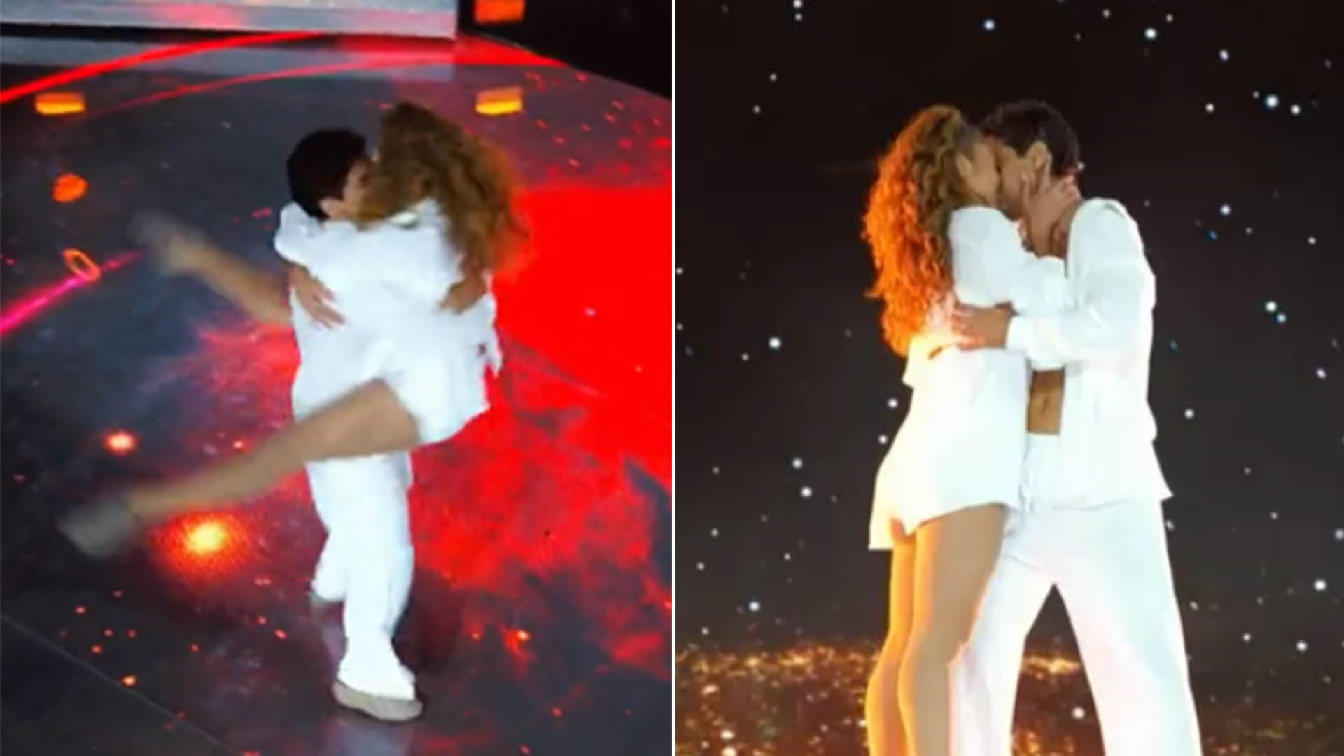 Bruno Cabrerizo dá beijão na bailarina durante a Dança dos Famosos