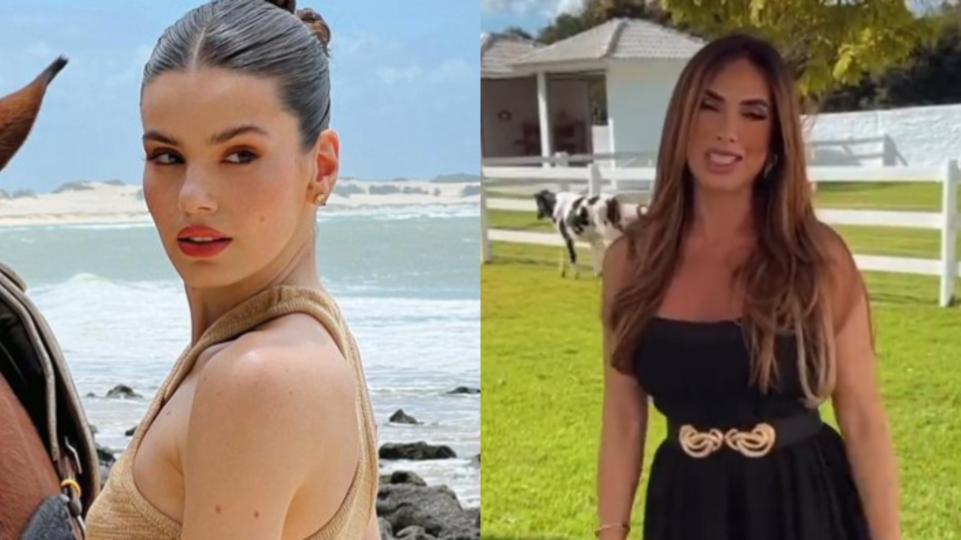 Camila Queiroz reage ao descobrir que vaca de Nicole Bahls ganhou seu nome