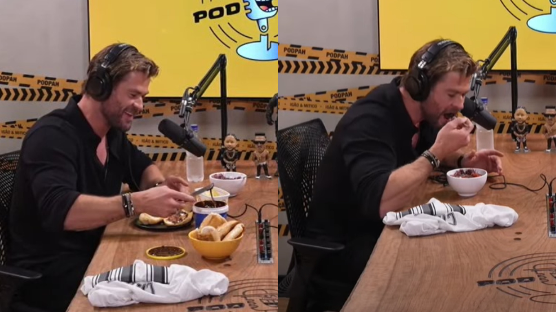 Chris Hemsworth experimenta comida típica brasileira e revela se gostou