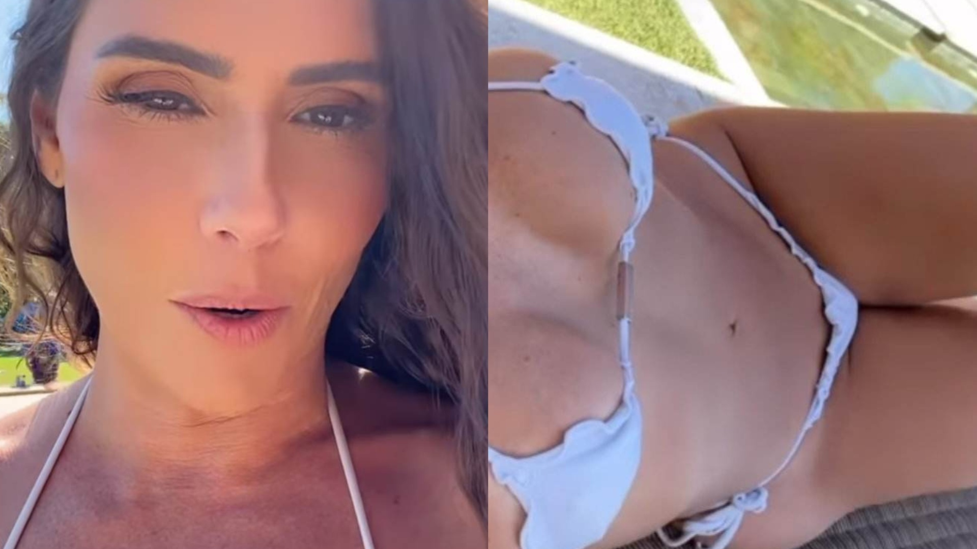 De biquíni branco, Deborah Secco escandaliza com corpaço monumental
