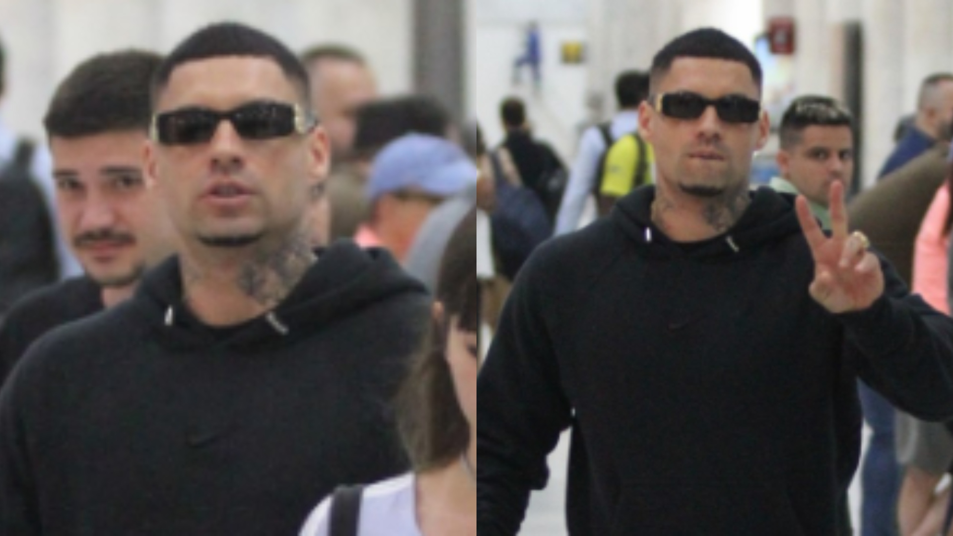 Filipe Ret chega ao lado da namorada em aeroporto do Rio de Janeiro