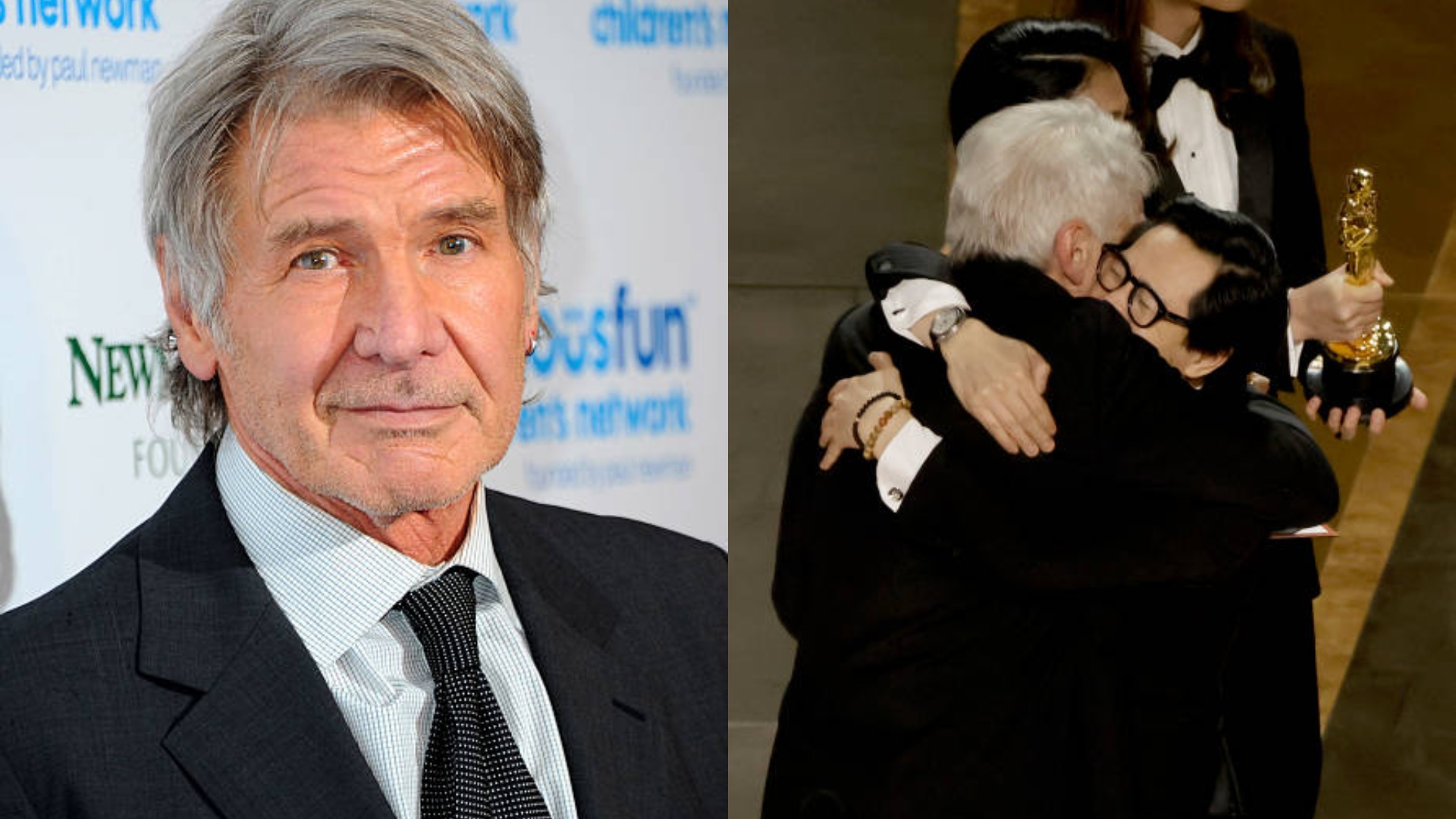 Harrison Ford é surpreendido por Ke Huy Quan em tapete vermelho de Indiana Jones 5