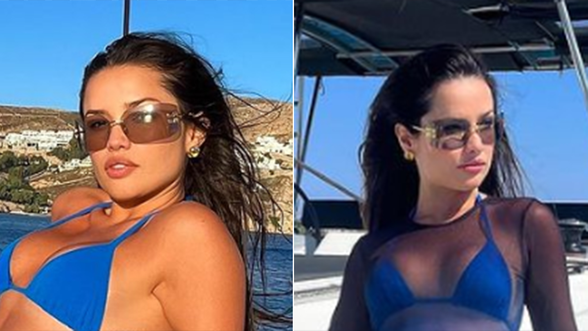 Magérrima, Juliette seduz os fãs com fotos de biquíni azul e saída de praia com transparência