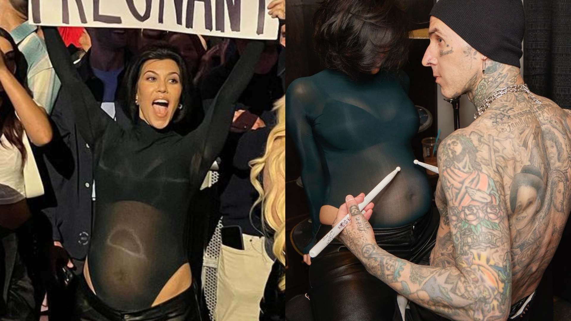 Já tá assim? Kourtney Kardashian choca ao exibir barrigão de grávida