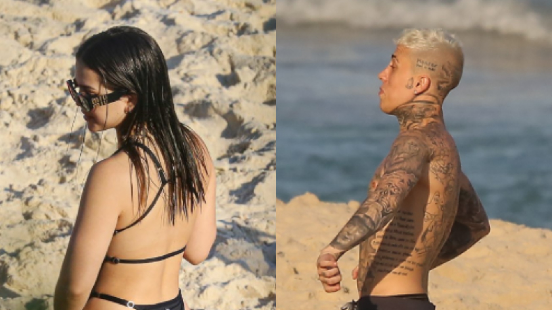 Mel Maia e MC Daniel aproveita clima de calor na mesma praia no Rio de Janeiro