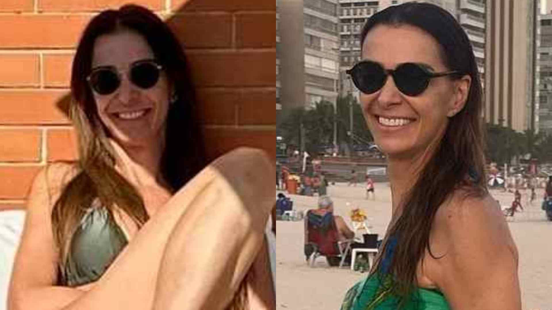 Mônica Martelli esbanja beleza ao surgir sorridente em cliques de biquíni
