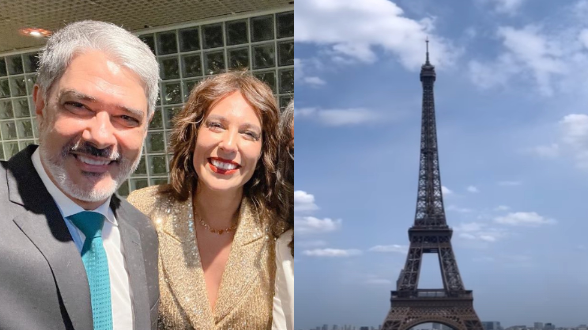 William Bonner curte férias em Paris ao lado de mulher e filha