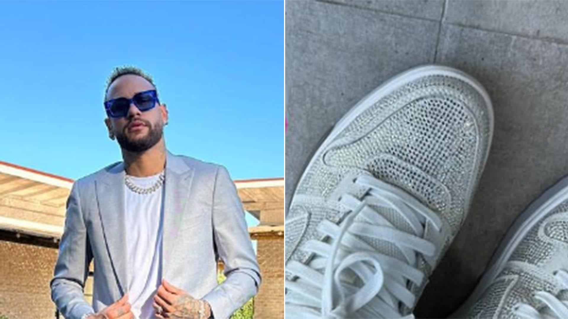 Menina ou menino? Neymar Jr usa uma meia de cada cor no chá revelação do segundo filho