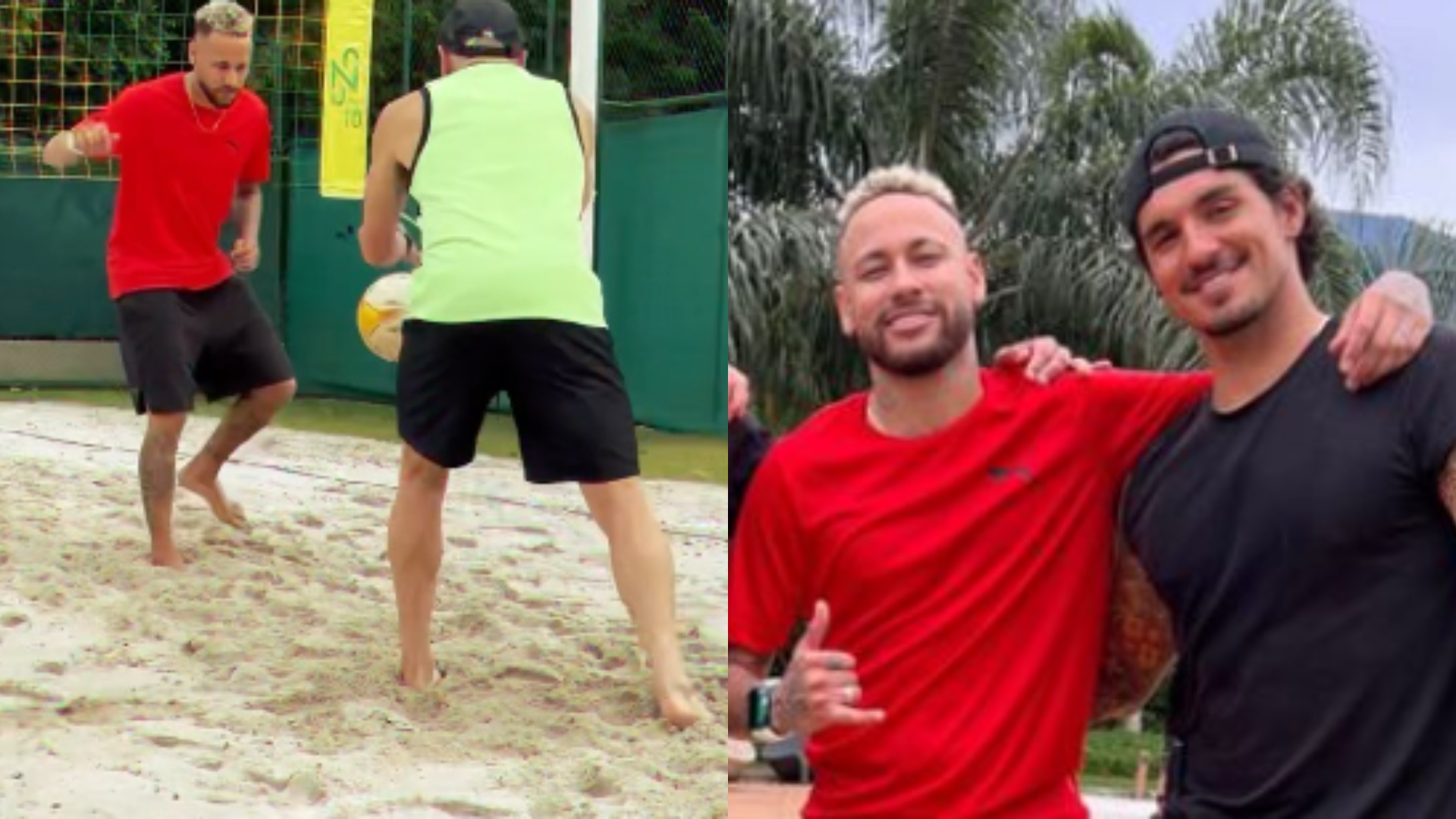 Neymar coloca o treino em dia ao lado de Gabriel Medina