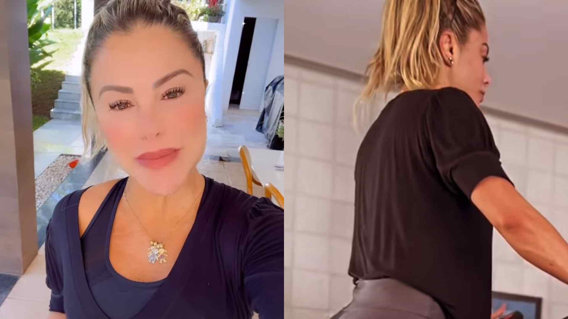 Poliana Rocha mostra treino em casa e detalhe chama atenção: “Não faça isso”