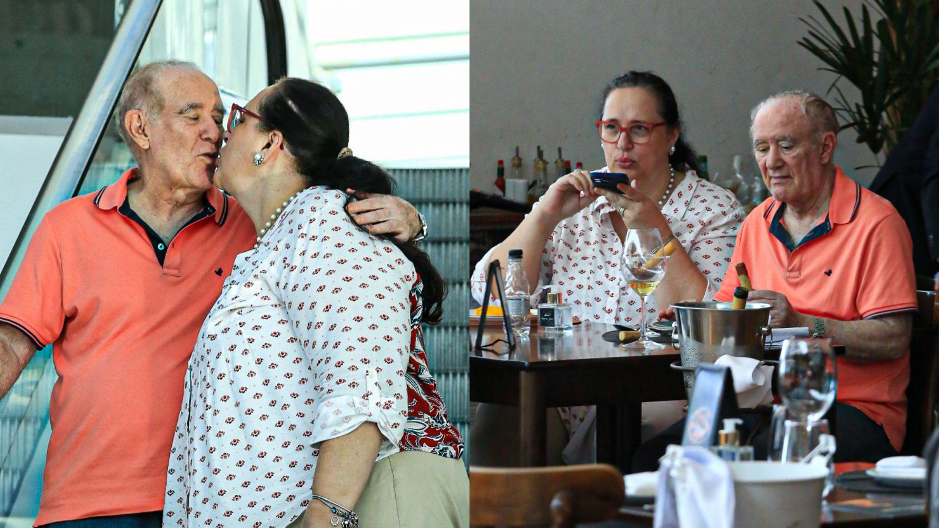 Renato Aragão curte momento romântico com a esposa em shopping de luxo