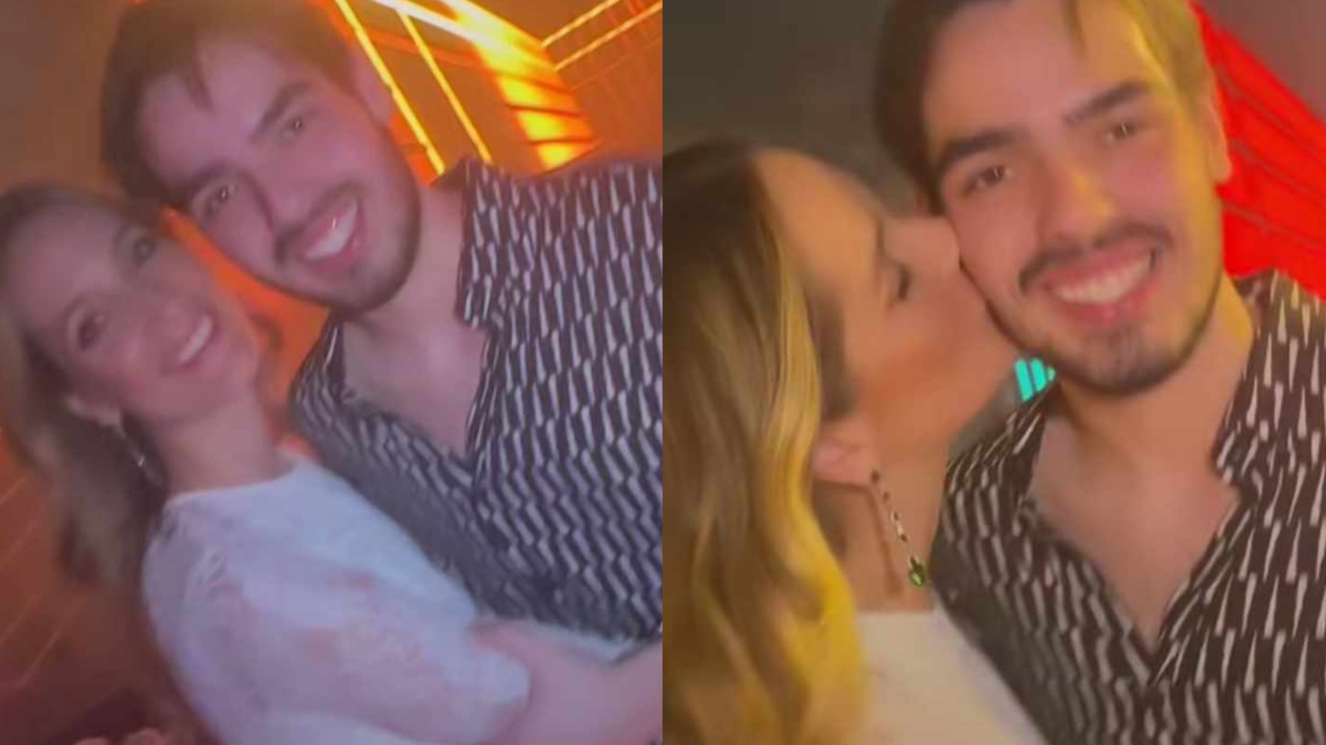De branco, Schynaider Moura surge em momento romântico com filho de Faustão