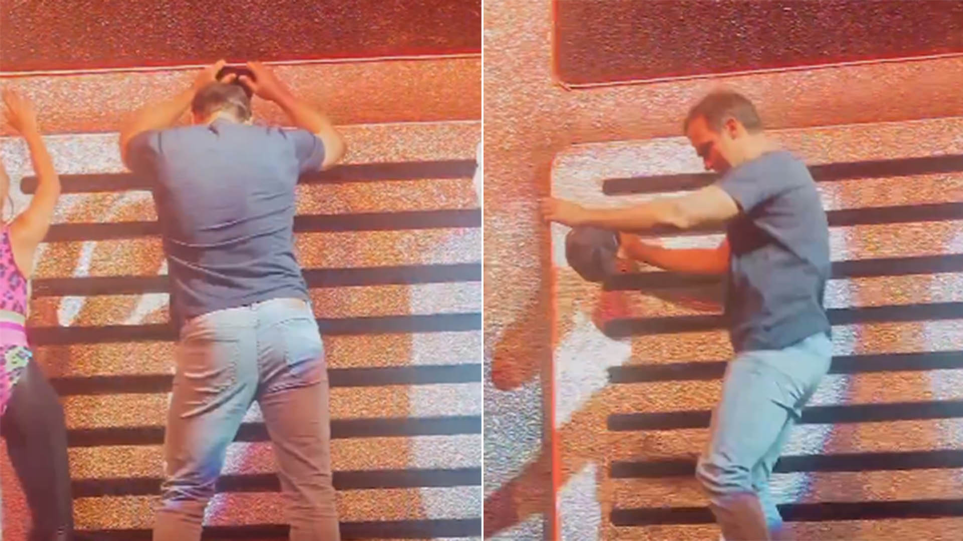 Tadeu Schmidt rebola no palco durante espetáculo no teatro