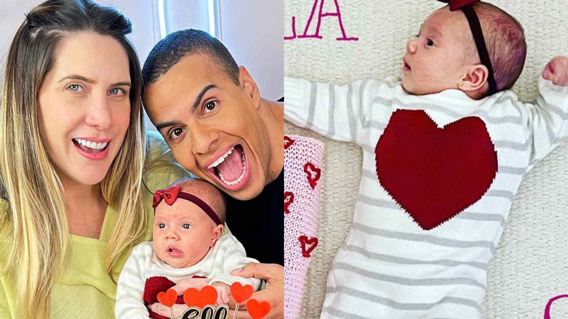 Thiago Oliveira e Bruna Matuti comemoram o primeiro mês da filha com festa intimista