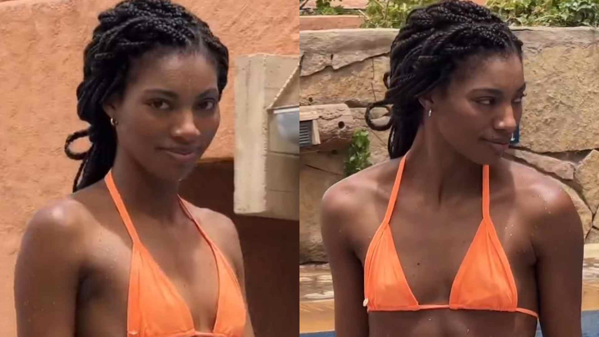 Com biquíni fininho, ex-BBB Tina Calamba chama atenção ao ostentar corpo sarado