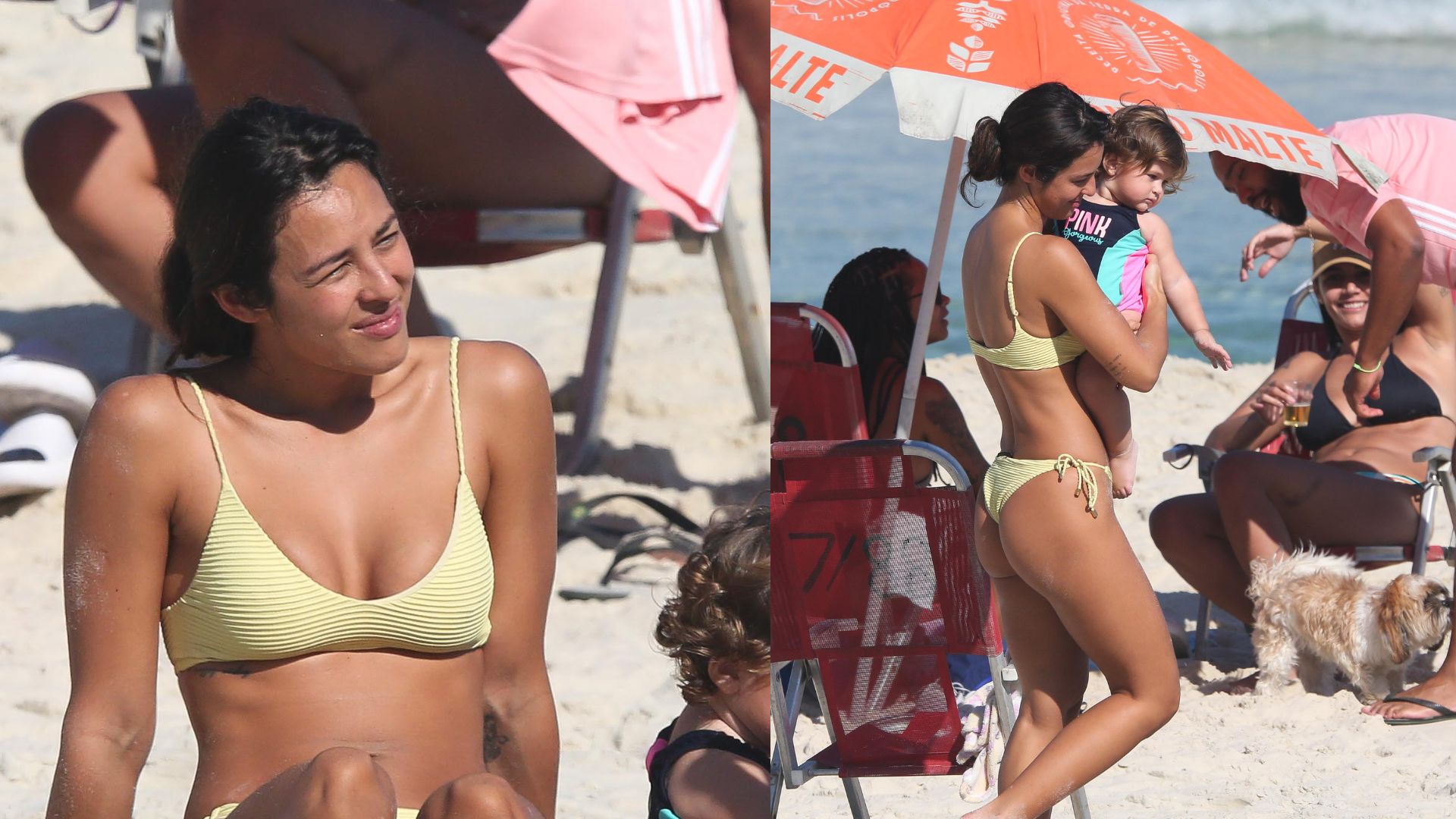 Yanna Lavigne dá show de fofura ao curtir praia com a filha caçula