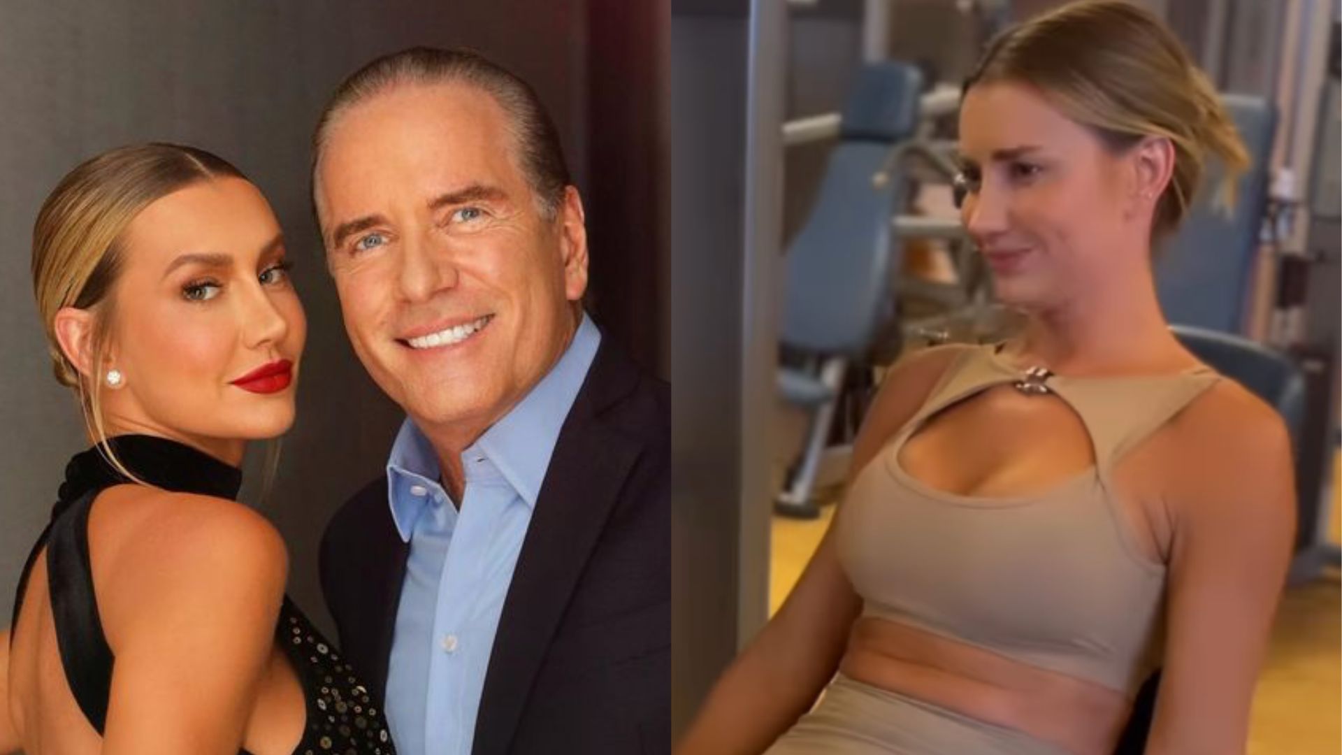 Com look apertadinho, Ana Paula Siebert marca corpão na academia
