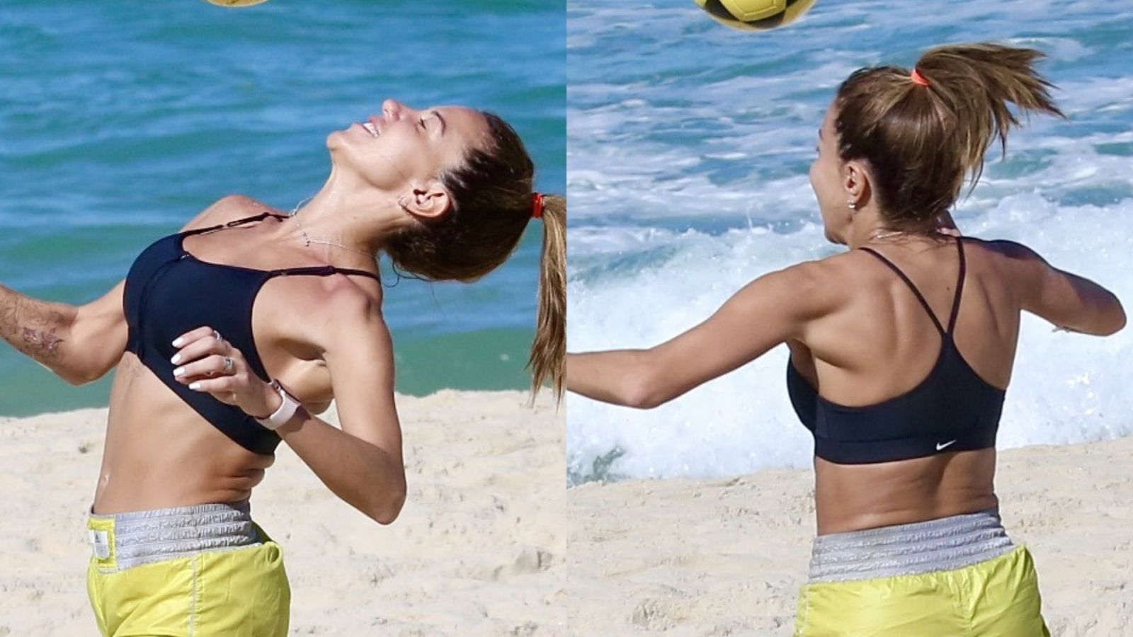 De top e shortinho, Bárbara Coelho dá show de beleza em dia de sol na praia