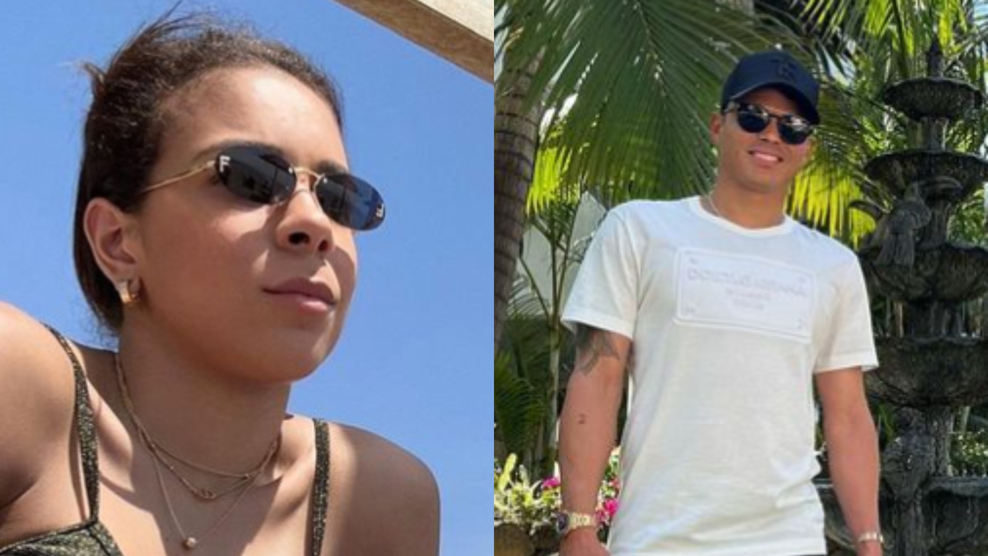 Thiago Silva e mulher, Belle Silva, aproveitam dia de sol em praia na Espanha