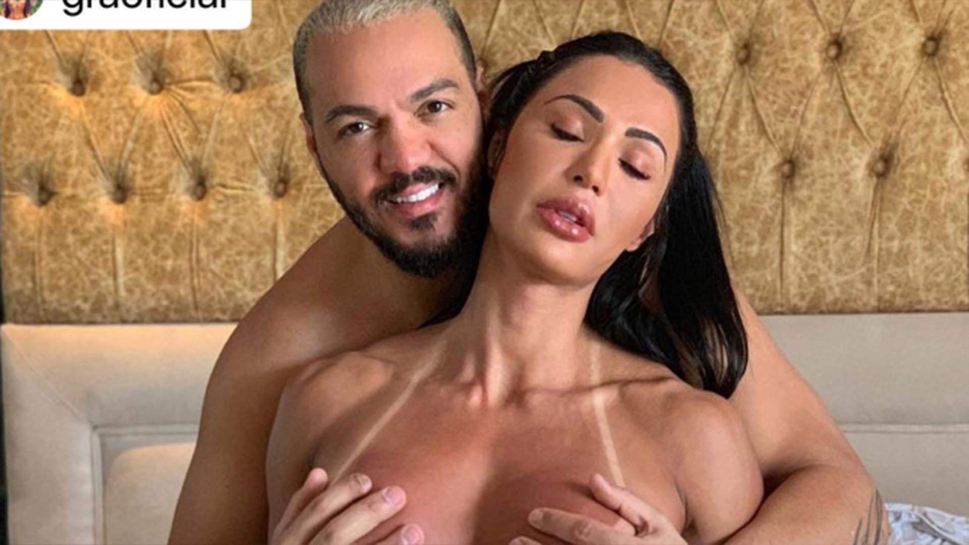 Belo esconde a intimidade de Gracyanne Barbosa em foto ousada do casal