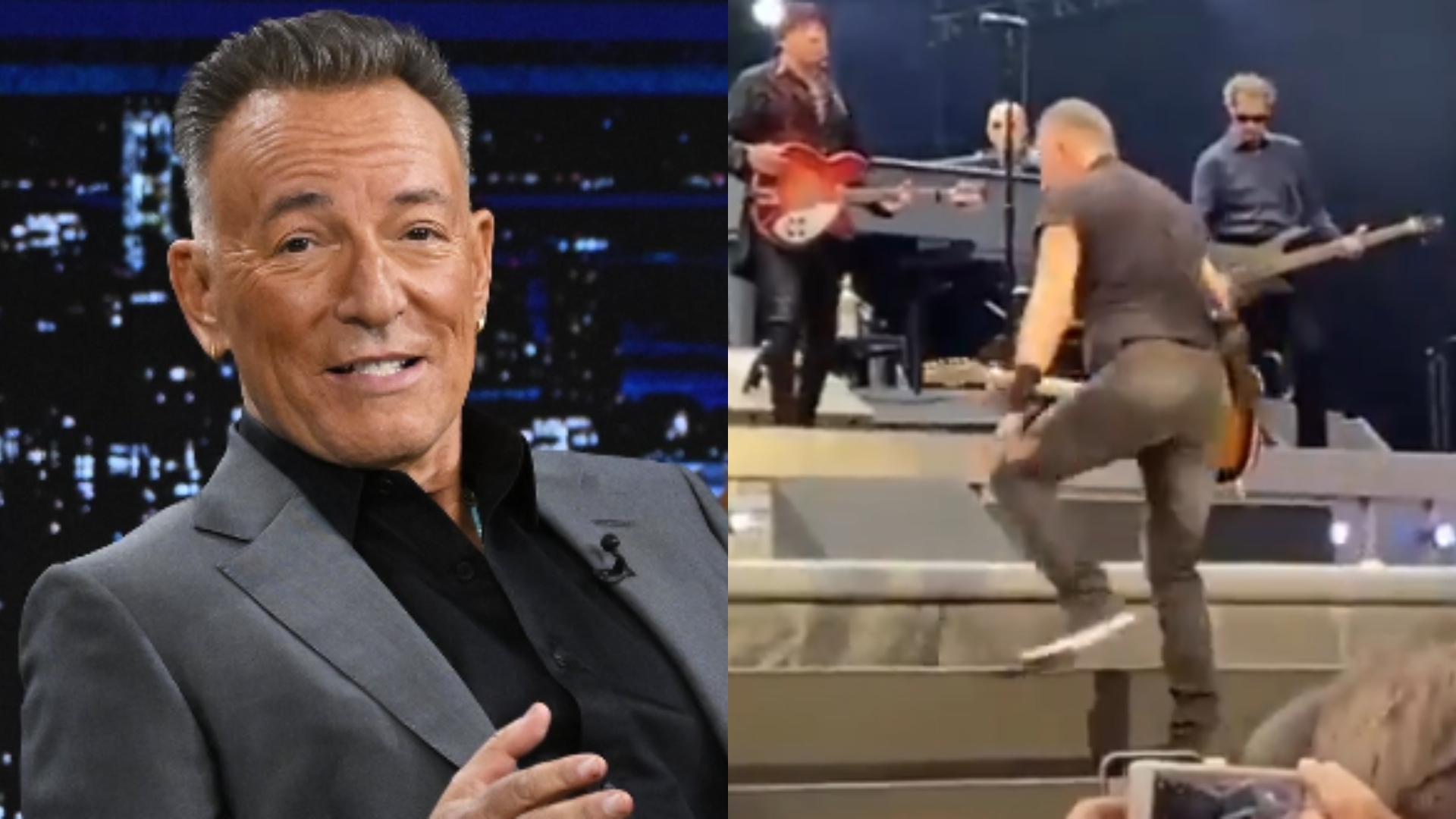Bruce Springsteen cai durante show em Amsterdam; veja