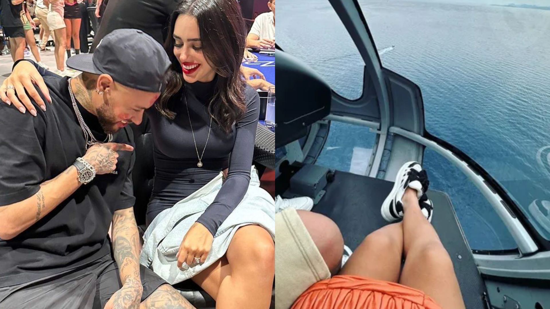 Bruna Biancardi surge agarradinha com Neymar em passeio de helicóptero: “Lindos!”