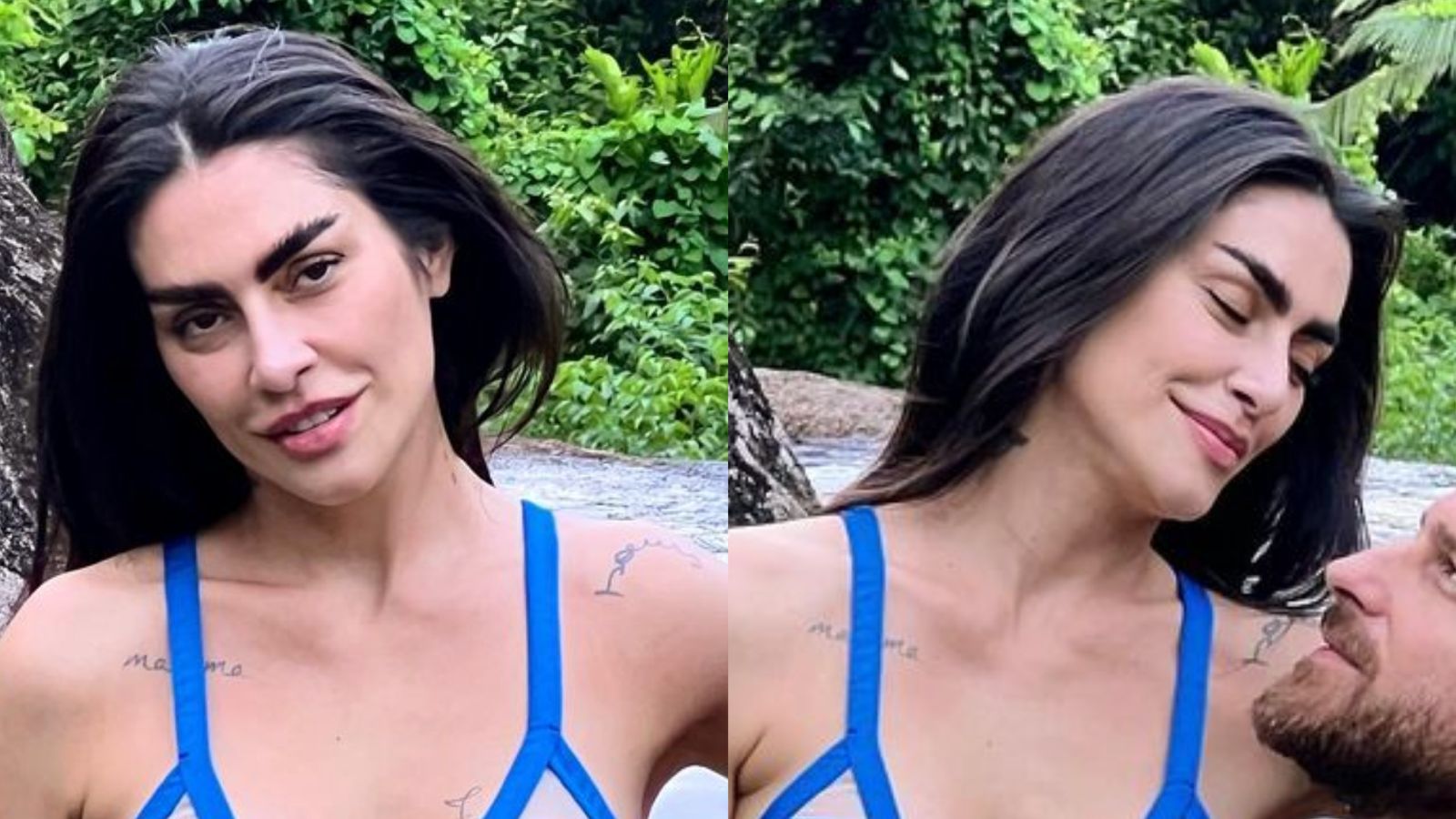 De biquíni transparente, Cleo escandaliza em cliques românticos com o marido: “Perfeitos”