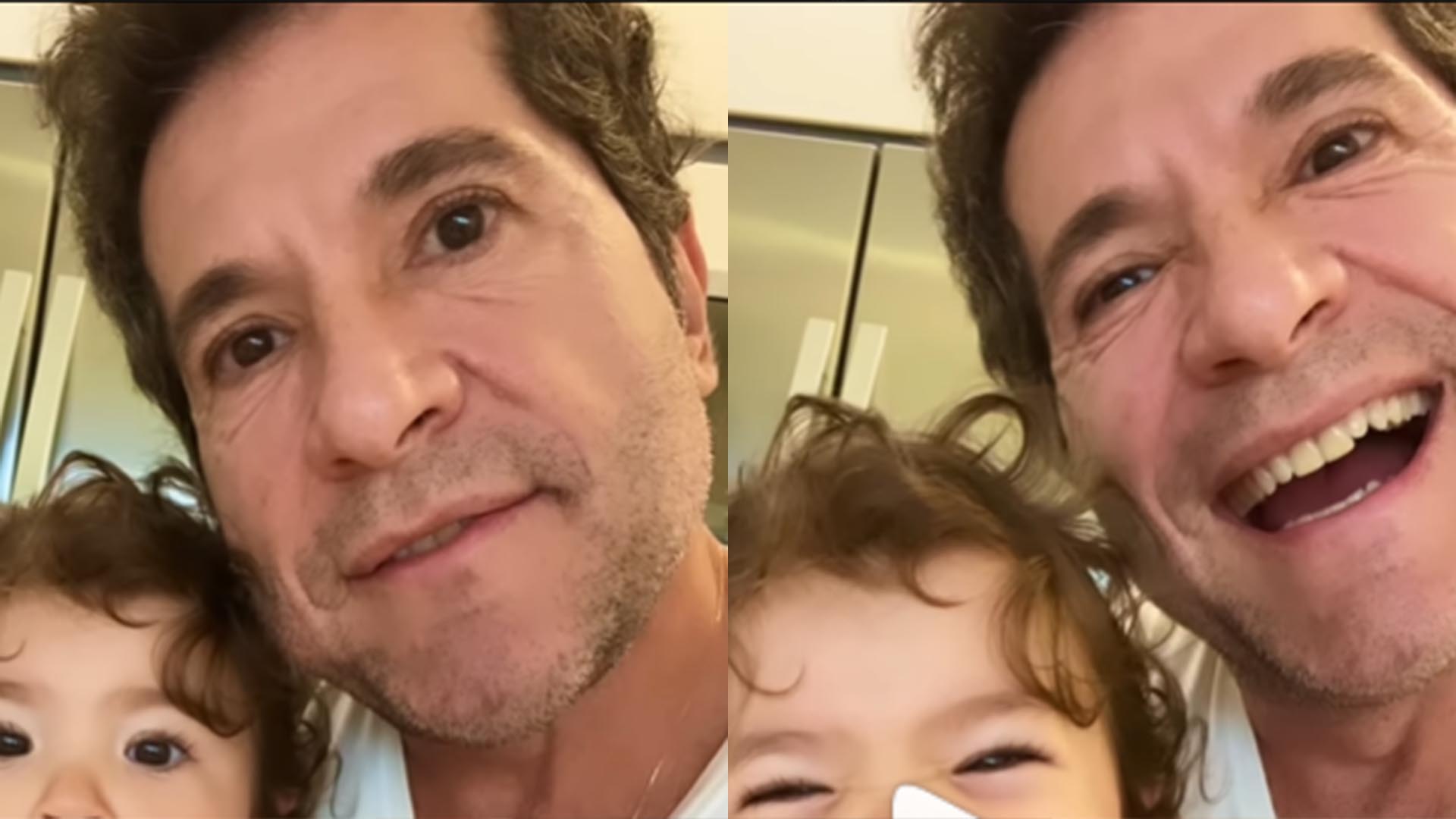 Filha caçula de Daniel imita a gargalhada do pai em vídeo fofo