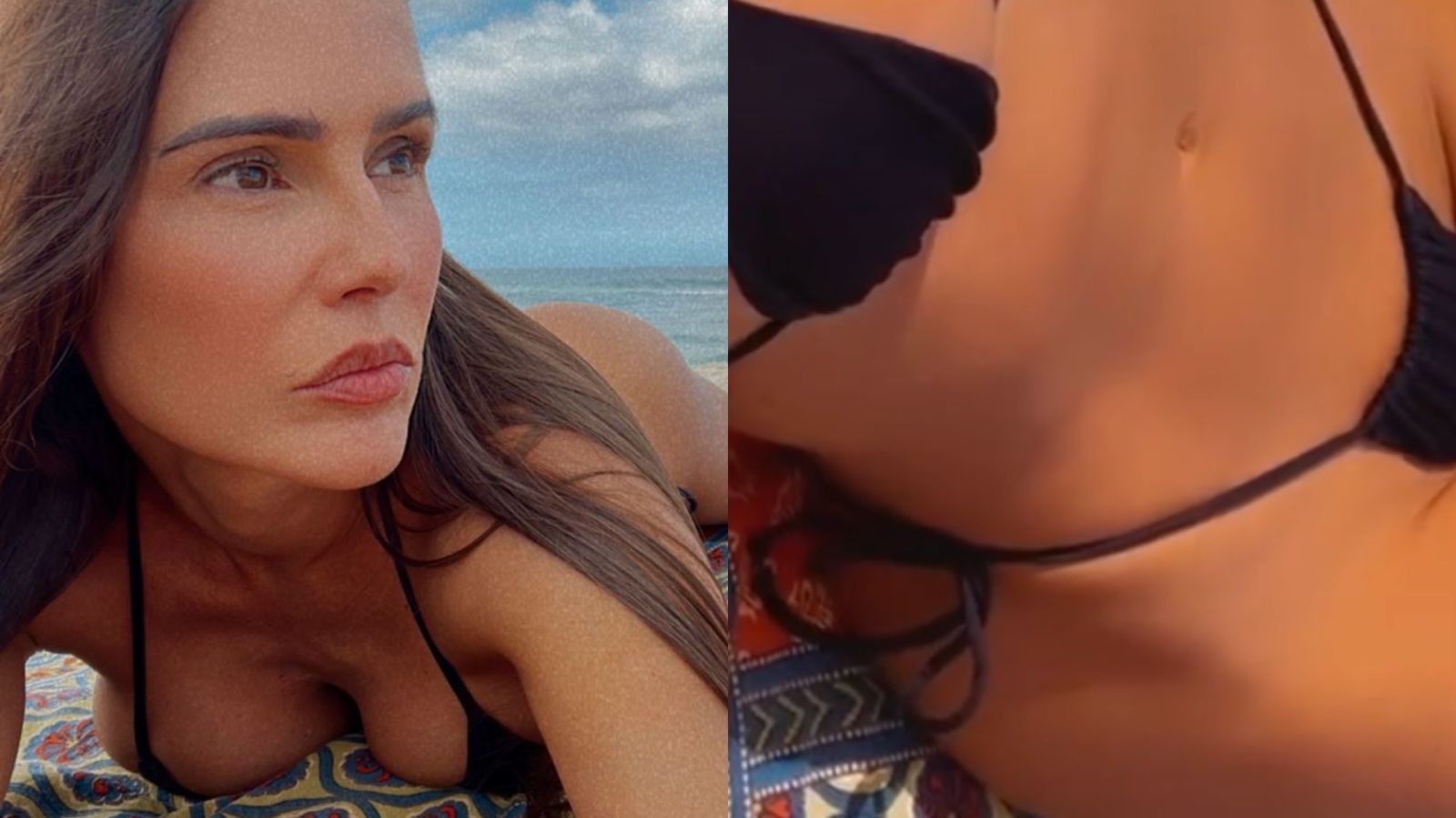 Deborah Secco escandaliza ao exibir corpaço desenhado em biquíni fio-dental