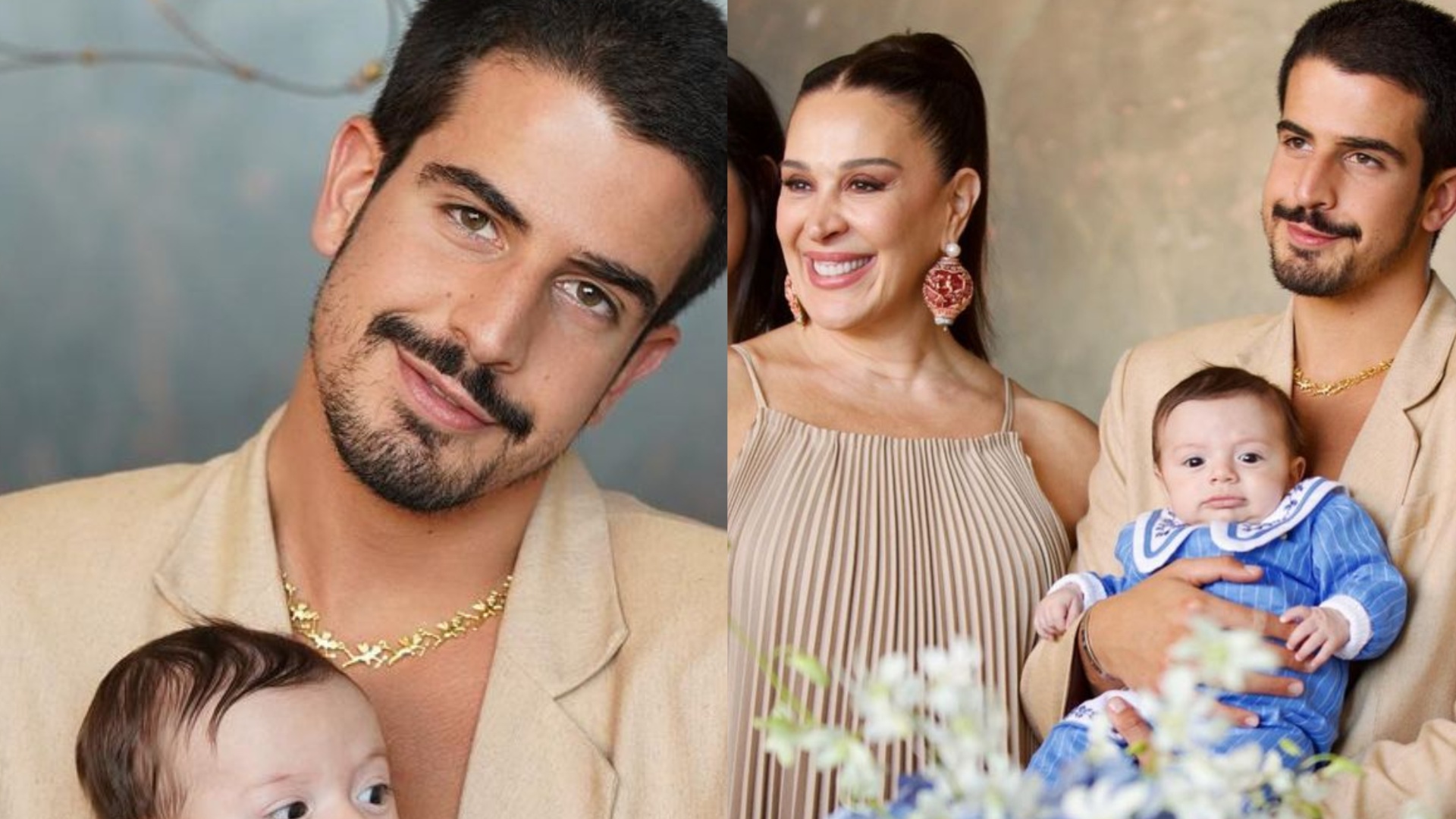 Padrinho, Enzo Celulari encanta com novas fotos do batizado do irmão: ”Que lindos”