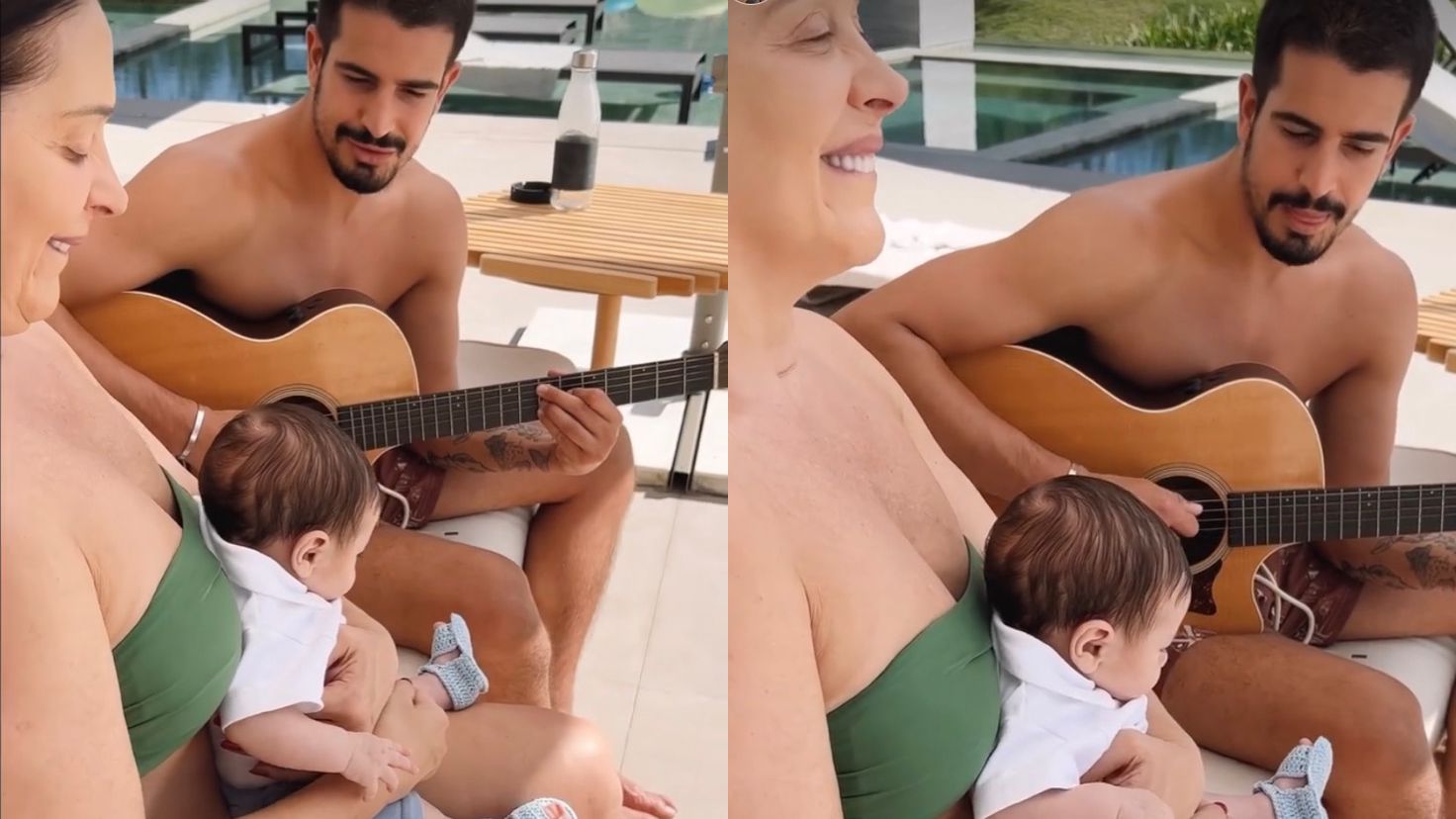 No colo de Claudia Raia, Luca ganha canção improvisada de irmão mais velho