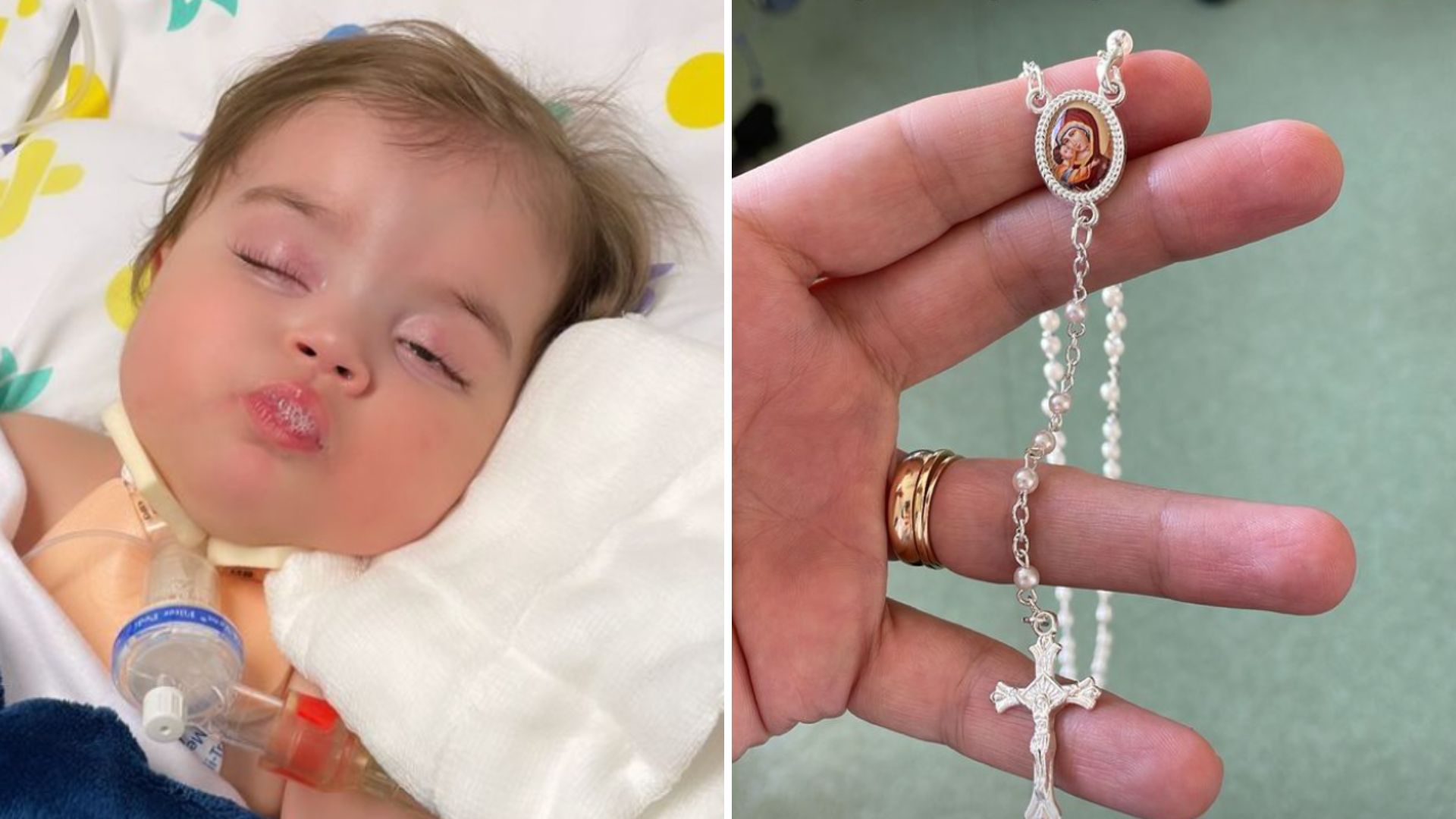 Filha de Juliano Cazarré chega de avião para quinta cirurgia: “Orar no leito vazio”