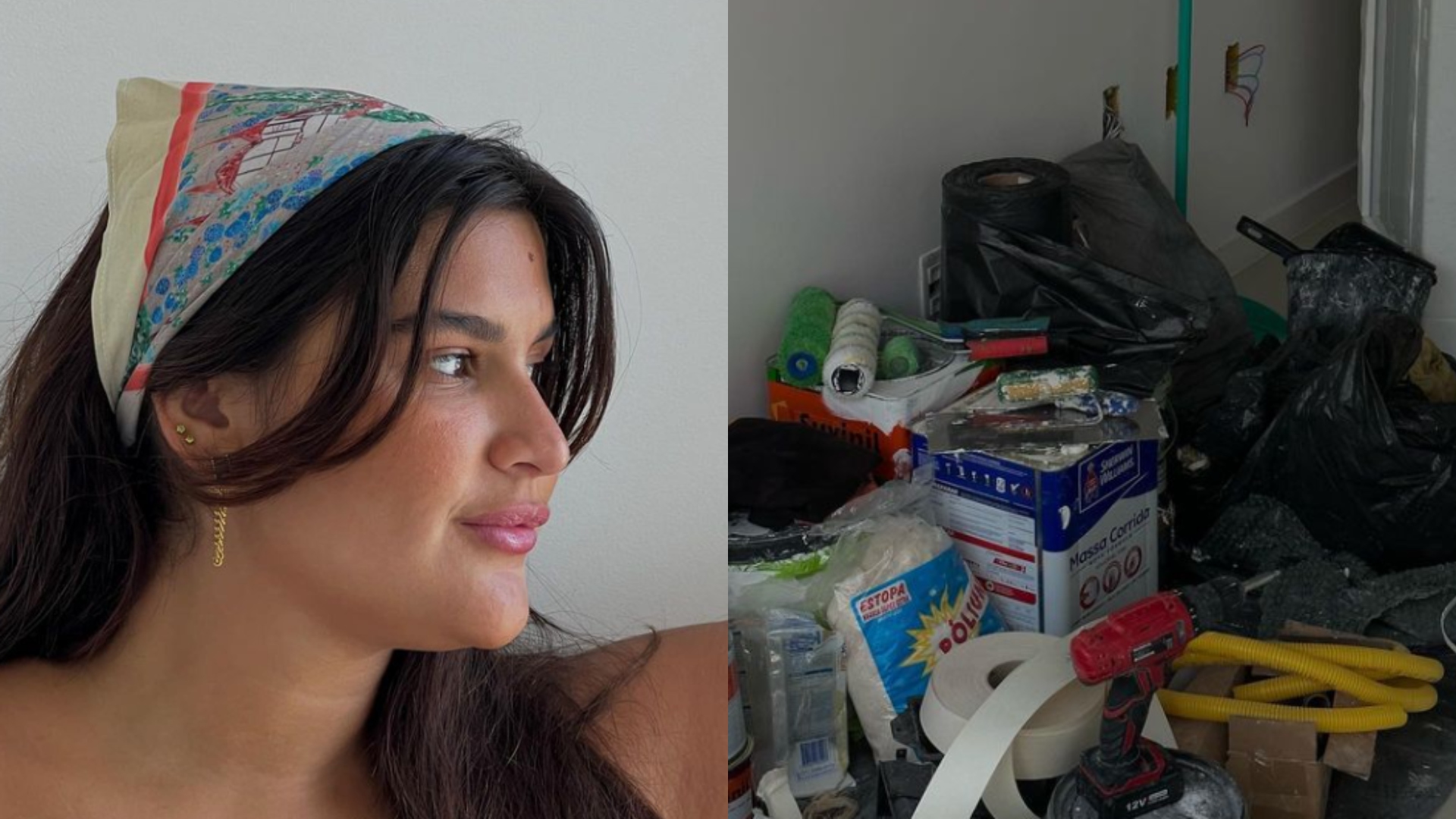Giulia Costa faz primeira faxina em sua casa nova e mostra detalhes de apê